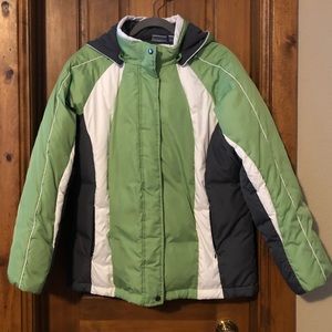 Green/Dark Grey/White Quilted Winter Jacket